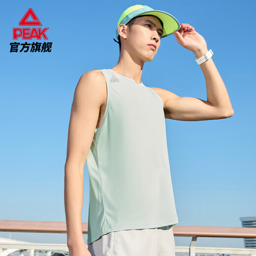 Peak Sports Vest Herren Sommer Neue schnelle, atmungsaktive Fitnesshülsen und Top-Wund-Training-Anzug Basketball-Shirt-Shorts [Speed-Drogen-Weste 2017] White and Green XL (180)