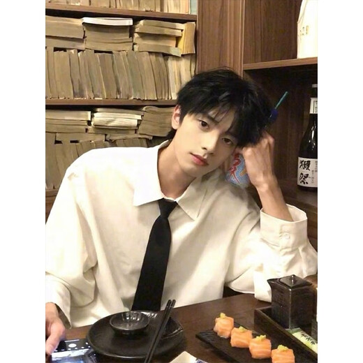 Digada cleanfit college style long-sleeved shirt men's spring and autumn new style interior with high-end dk shirt base jacket CSP-C976 white (excluding tie) XL