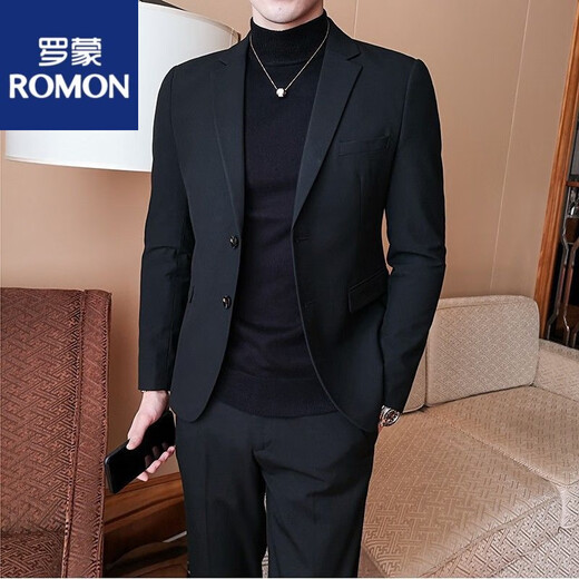 ROMON new suit men's slim small suit casual and versatile Korean style handsome trendy solid color business spring and autumn suit jacket two buttons 1819 light gray (top) 2XL 135-145Jin Jin equals 0.5 kg