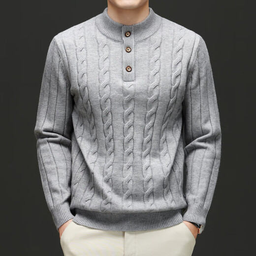 ACOO luxury half turtleneck sweater for men 2025 autumn and winter new fashion trend inner top solid color Henry collar brown S 165 suitable for 105-120Jin Jin equals 0.5 kg