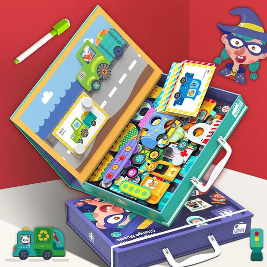 Ropa magnética infantil Cambio de juego Pegatizas magnéticas para niños y niñas Pegatinas de 3 a 6 años juguetes Kindergarten 5 Transporte Pinpinle