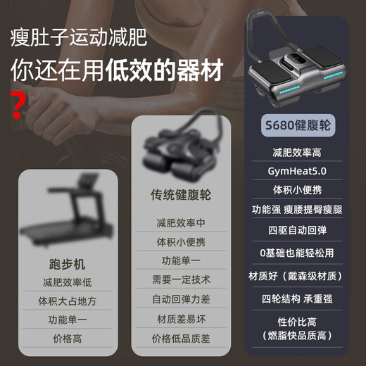 Oxygen Speed Fitness Abdominal Wheel Automatic Rebound 2025 New Elbow Support Men's and Women's Abdominal Muscle Trainer Abdominal Wheel Four-Wheel Fitness Equipment Abdominal Wheel + Belt + Posture Line + Balance Pad Xinghui High-End Series