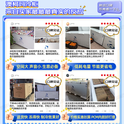 澳柯玛（AUCMA）冰柜商用大容量全冷冻卧式大冷柜525/725升冷藏冷冻转换单温冷柜超市大容量-38℃低温冷冻冰柜带轮 【咨询享百元补贴】520升丨PCM内胆丨