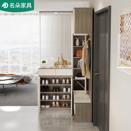 语森忆现代转角入户鞋柜玄关柜一体客厅屏风隔断储物酒柜衣帽置物架5W27 款式11150*1150*2300主图带灯款 组装