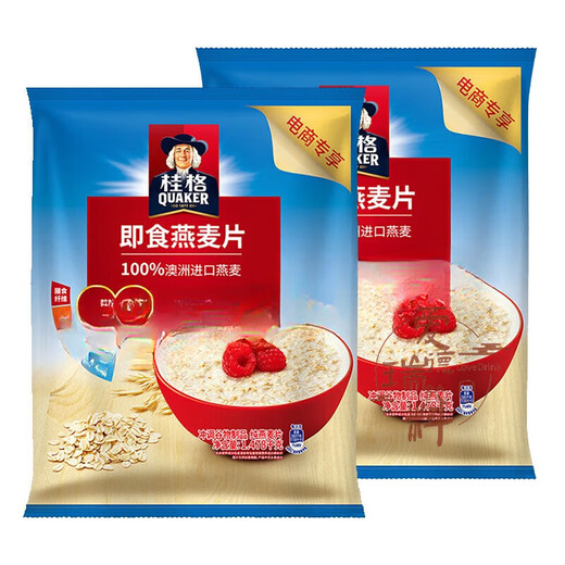 桂格即食燕麦片1478g*1袋装早餐冲饮营养谷物代餐原味麦片 即食加量装400g50g1袋