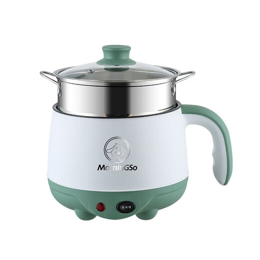 MorningSo electric cooker, small electric cooker, all-in-one multifunctional cooker, dormitory electric cooker, small electric cooker, dormitory use for 1-2 people, multifunctional electric cooker, mini instant noodle cooker, 1.8L Moran green, non-stick pot liner