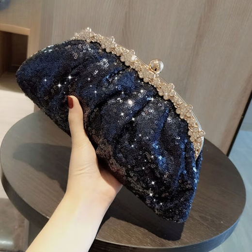 Kuqidaishu Clutch-Tasche für Frauen 2025 Chinesisches Valentinstag-Diamant-Inlay-Bankett mit Cheongsam Fashion Pailletten Handtasche Temperament Abendkleid Handtasche Diamant-Inlay Pailletten Clutch-Tasche