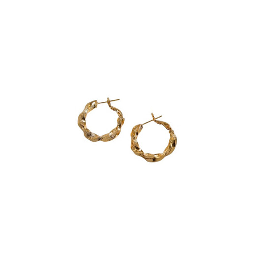 Li Shen’s withdrawal benefits ~ 18K gold twisted hoop irregular earrings and earrings for women 2024 color gold twist earrings 18K gold earrings