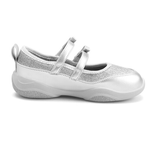Saturday (St&Sat) children's shoes, girls' small leather shoes, 2025 spring new style fashionable princess shoes, performance shoes, girls and children's shoes, dancing stars silver 32, inner length about 20.7cm