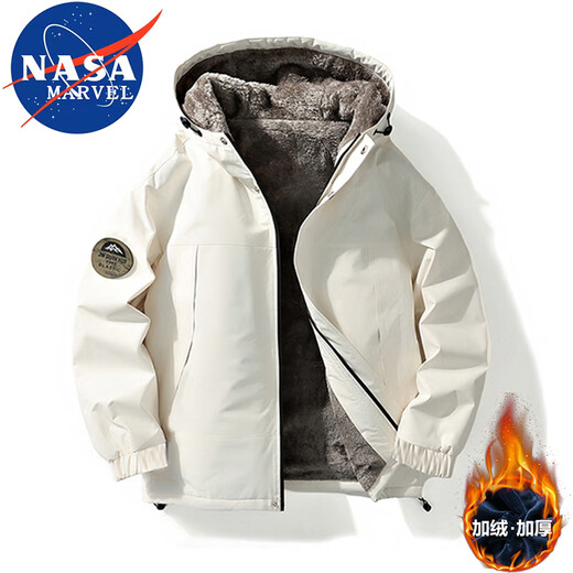 NASA MARVEL Jacket Men's Autumn and Winter Thickened Jacket Casual Top Warm Windproof Versatile Top Black XL