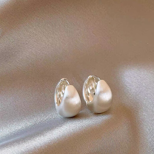 Shilian 999 sterling silver brushed earrings, feminine and cold style, 2025 new earrings, earrings, high-end earrings, silver