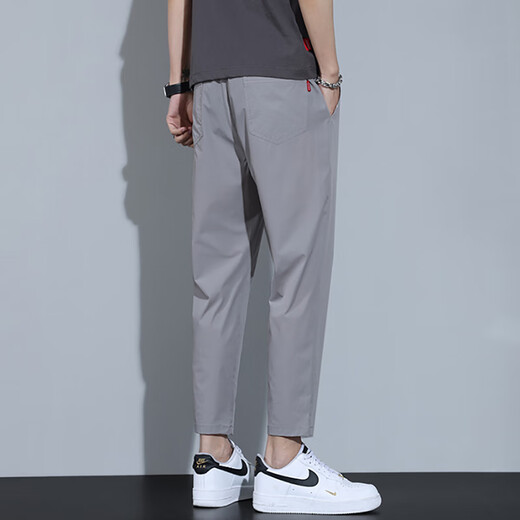 Holzspecker Casual Hosen für Männer Sommer dünne Eis Silk herrugen neun Punkte Hose für neue lose und vielseitige Haremhosen von Männern 718B Hellgrau XL