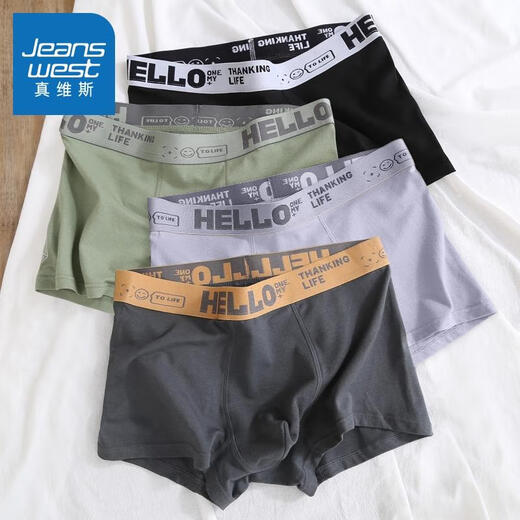 JEANSWEST Men's Underwear Pure Cotton Boxer Large Size Four Corners 4