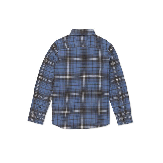 VOLCOM Boys Caden Plaid Long Sleeve Flannel Shirt Blue 324 Medium
