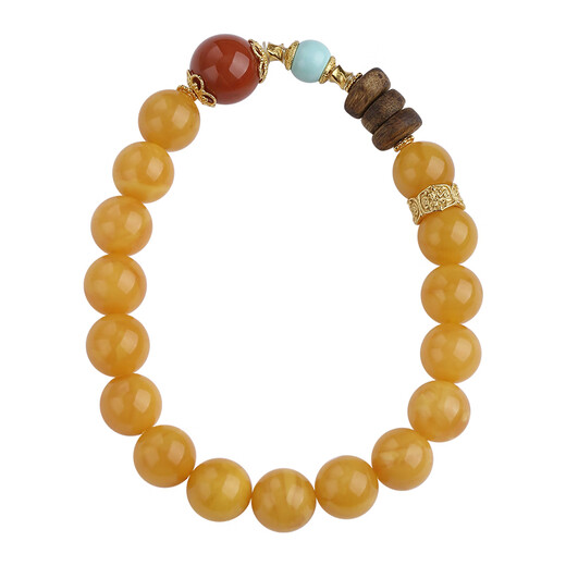 Potala Palace Beeswax Southern Red Bracelet 925 Silver Agarwood Turquoise Multi-treasure Single Circle Transfer Bead Men and Women Bracelet Birthday Gift Shihua Fangnian Beeswax Bracelet
