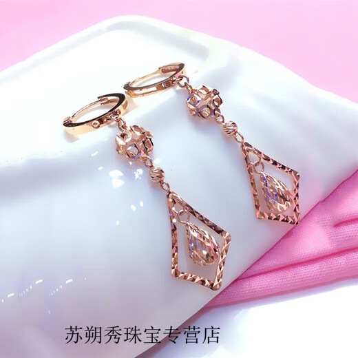 MHFDO Old Phoenix Kamasana Russia 585 Lady Zijindu 18k Earrings Rose Gold Earrings Color Gold Water Rose Lao Fengxiang Quality