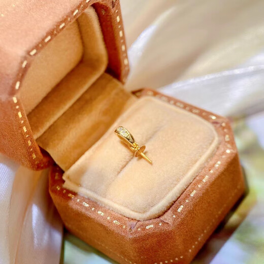 Nanzhi classic 18K gold pearl pendant empty support diamond inlaid any versatile diy accessories AU750 handmade support universal 18k gold diamond pearl support 1