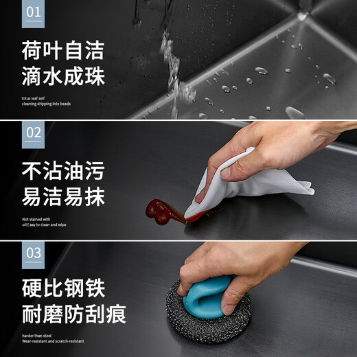 TOTOl【官方直销】吧台水槽枪灰色纳米单槽小尺寸手工槽304不锈钢 枪灰4840/无龙头