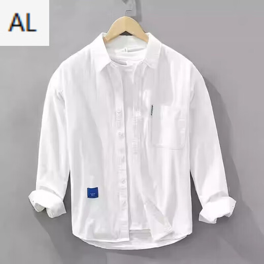 LA teenager long-sleeved shirt men's trendy brand cotton shirt spring and autumn work jacket 2025 new 6625 light green M