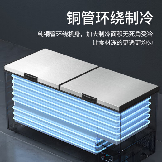 美之凌冰柜商用大容量全冷冻家用卧式冷柜智能温控展示柜冷冻冷藏大冰柜 688单温丨拉丝银面板丨长1.45米