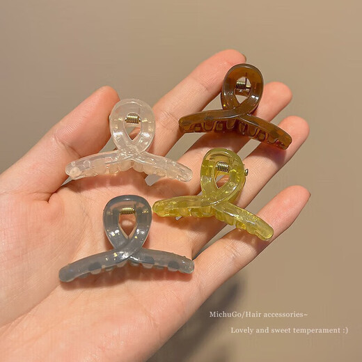 4CM jelly color translucent small hair clip semi-tied small shark clip sweet cross hair clip TS53-jelly color small hair clip 2 random