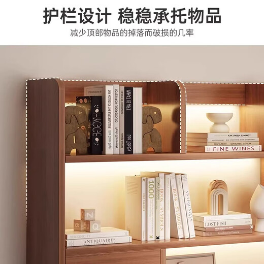 Lezao bookshelf desktop storage rack student home desk small bookcase office desk multi-layer storage simple cabinet four-door large fir walnut color 83*17cm