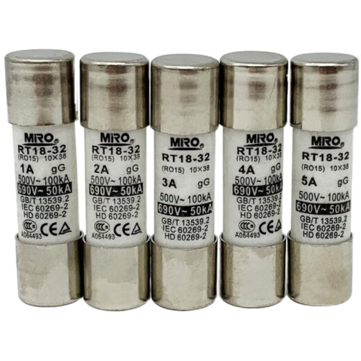 MRO茗熔RT18-32熔断器10*38 R015 -3陶瓷保险丝管500V 690V RT18-32X/1P带灯底座