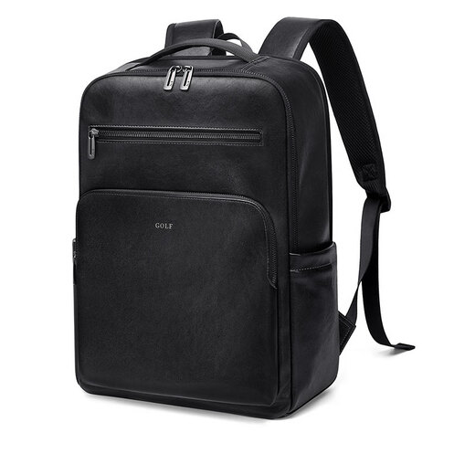 Golf (GOLF) backpack men's soft leather backpack men's 15.6/16-inch computer bag multi-compartment business trip travel backpack