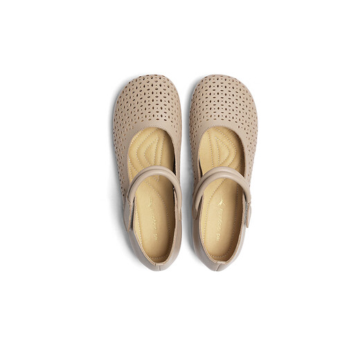 Libellule rouge leap mère single chaussures single 25 printemps femme respirant creux bouche rond des chaussures plates wtb15145 jaune 37