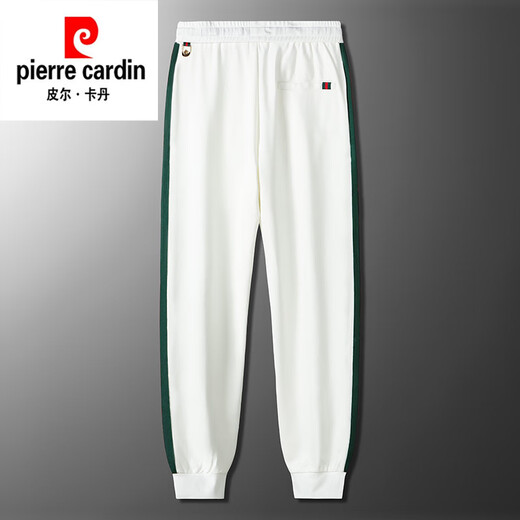 皮尔卡丹（pierre cardin）刺绣夏季白色裤子男士休闲束脚长裤2025冰丝韩版潮流休闲卫裤痞帅 白色 3XL 145-165斤