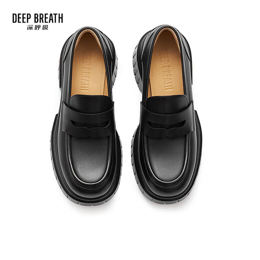 
DEEP BREATH Deep Breath Women's Shoes Cowhide Simple XL Thick Sole One-Step Loafer Women's Shoes AX13116 Black 38