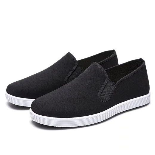 [Confortable et respirant] Chaussures en tissu de vieilles beijing traditionnelles Solide Solide Solide non glissée Chaussures célibataires pour hommes un pied chaussures de tissu noir de travail Black 42 [Longueur de la chaussure 26cm]