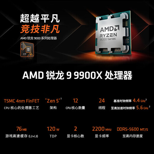 
AMD Ryzen 9000 Series 9800X3D 9950X3D 9600X 9700X 9900X 9950X AM5 Interface AMD Boxed CPU Processor R9 9900X Boxed