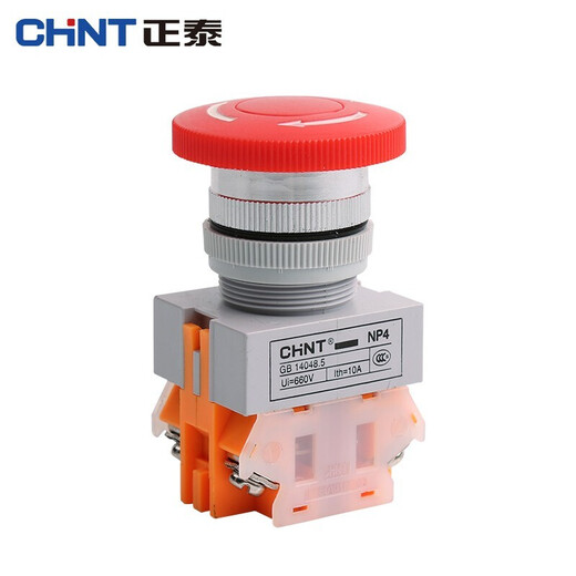 Chint (CHNT) emergency stop switch emergency stop self-locking control button mushroom head self-locking protection one open and one closed NP4-11ZS/1-R red