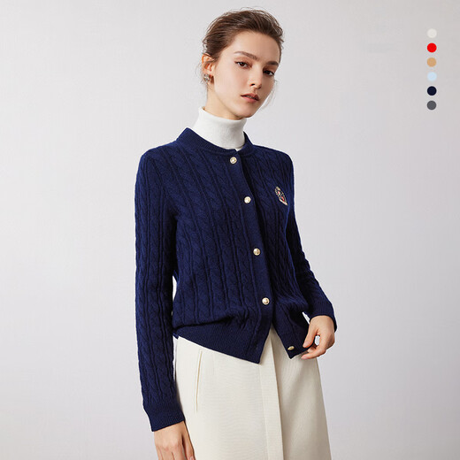 Navigare Italian dinghy full wool long-sleeved knitted cardigan warm sweater 2334094508 navy blue M