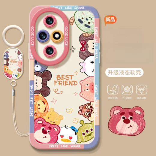 ISIDO Honor 100 mobile phone case silicone simple lens all-inclusive, suitable for Huawei Honor 300 mobile phone case 200pro set 100 new honoror full-inclusive lens 9080 silicone 70 solid angel eyes [bracelet] - antique white - NM14065 animal collection Honor 300