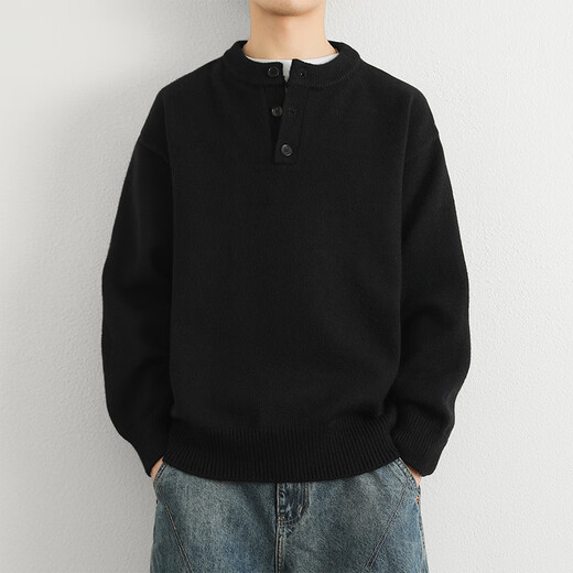 Xingsuyao (xingsuyao) 2024 new winter style pullover solid color thickened sweater trendy brand sweater trendy brand men's sweater long-sleeved round neck light gray MY901 Henry collar deer plush XL