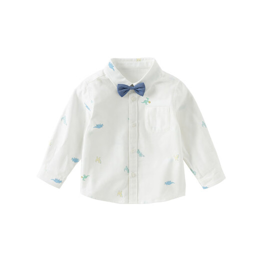 DAVE&BELLA Spring New Gentleman Children's Shirts Fashionable Boys' Children's Clothes Tops Children's Shirts Casual Boys' Clothes Dinosaur Print Ready Stock 100 cm (recommended height 90-100cm)