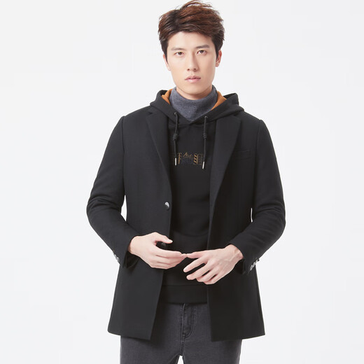 Versuche (Versuche) [Gleiches Modell in der Einkaufszentrum] Frühlings- und Herbst warme Wollmantel mittelgroßer Flachkragen Strickjacke Mantel Männer schwarz 3xl (185/100y)
