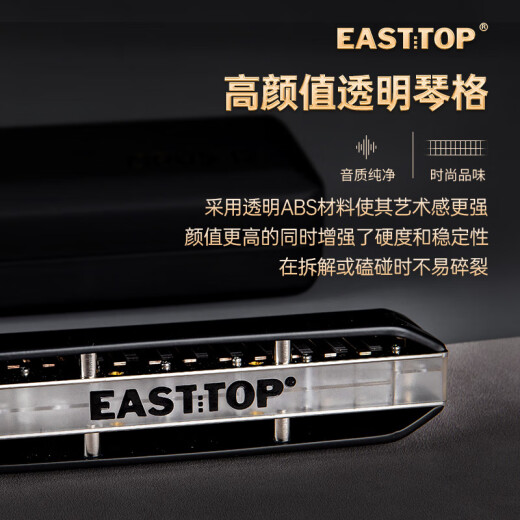 东方鼎（EAST TOP）半音阶口琴12孔48音黑色款 梦想者2.0 专业演奏初学练习通用款