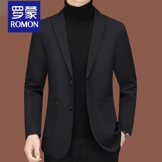 
ROMON casual suit men 2025 new men's suit middle-aged single spring and autumn jacket slim thin top suit jacket hiding blue ZJ9889 L 175