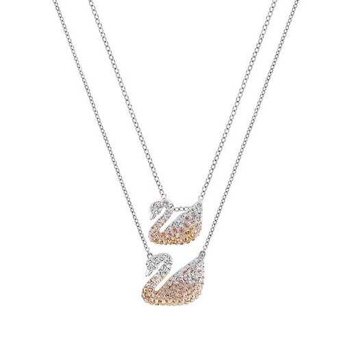 GIOIO Swarovski zirconium large and small color swan necklace for women Swarovski champagne gold elegant swan crystal pendant same style gradient blue