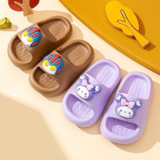 Miaoyoutong children's slippers for boys and girls soft-soled indoor beach sandals baby non-slip bathing sandals summer purple 15.5 (size 24-25) inner length about 15.5cm