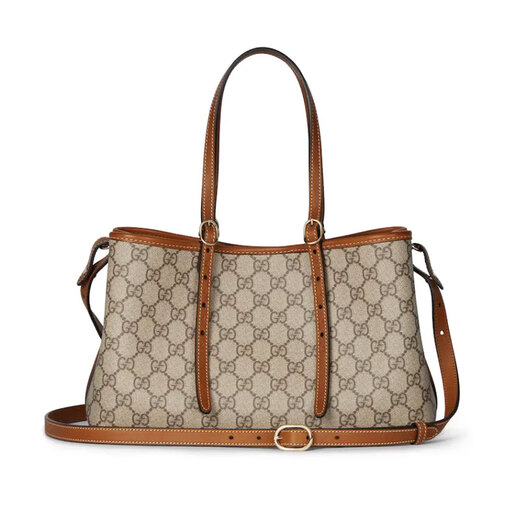 GUCCI (GUCCI) Bag de sac pour femmes sac Double G Emblem Series Nouveau petit sac fourre-tout Sac à bandoulière One-épaule 38 SECTION SMAL SMAL BEIGE / BRORN DARK 815214FAD6L9758