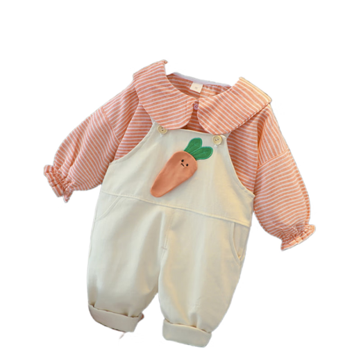 G.duck kleine gelbe Ente Mädchenanzug Frühling und Herbst neue Kinderkleidung Baby Mädchen Overall Anzug zweiteiliges Set für Säuglinge und Kleinkinder Orange 100 Größe 2~3 Jahre alt 90-100 cm cm