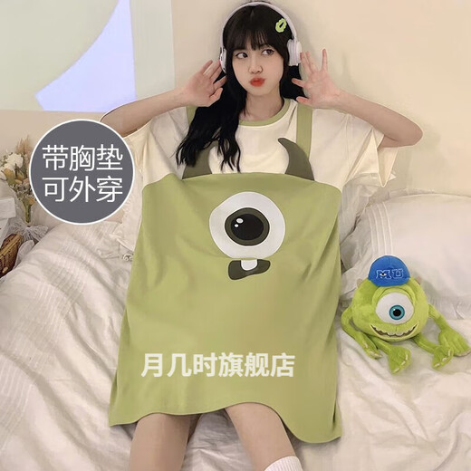 韦戒女睡衣新款2024爆款 网红 最新款自带胸垫睡裙短袖宽松学生夏减龄 16853#公主风 长袖 无胸垫 常规款【XXL码】