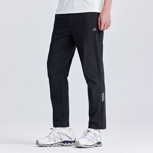 Tuoluzer cool and quick dry pants for men's summer outdoor casual sports pants stretch breathable straight pants gray L