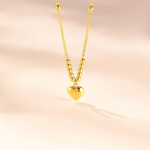 Safir birthday gift 18K gold necklace female love gold bead set chain for girlfriend birthday gift rose gift box