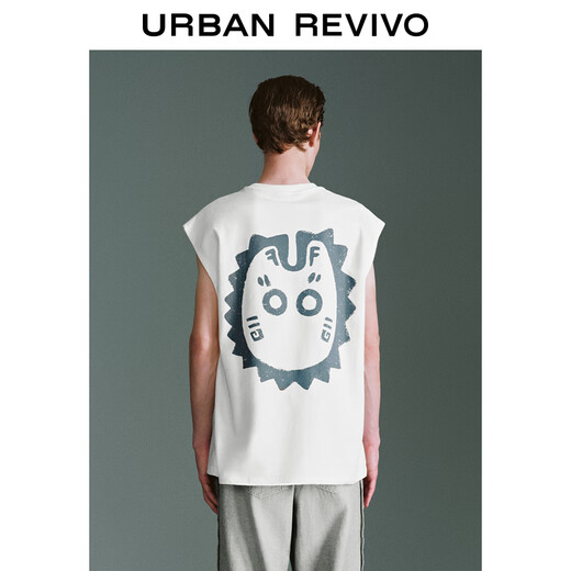 UR2025 Frühling Neue Männermodie Street Casual Kontrast Druck Loose Weste Umm450022 Buch Weiß L.