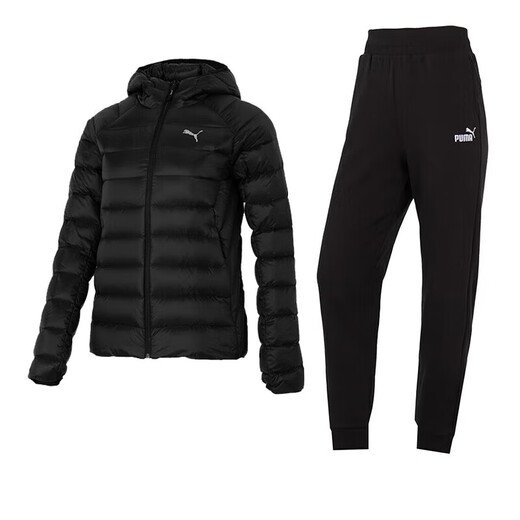 
Puma (PUMA) suit women's sportswear two-piece set winter thin down jacket hooded jacket fashion trendy long trousers 672283-01+633058-01 M